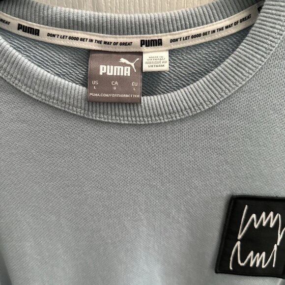 Puma sky blue crewneck sweatshirt with black logo patch - Picture 4 of 5
